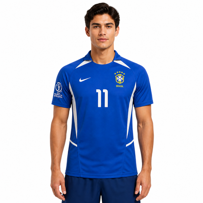 Retro Kit Brazil 2002 World Cup Away Blue Retro Football Shirt
